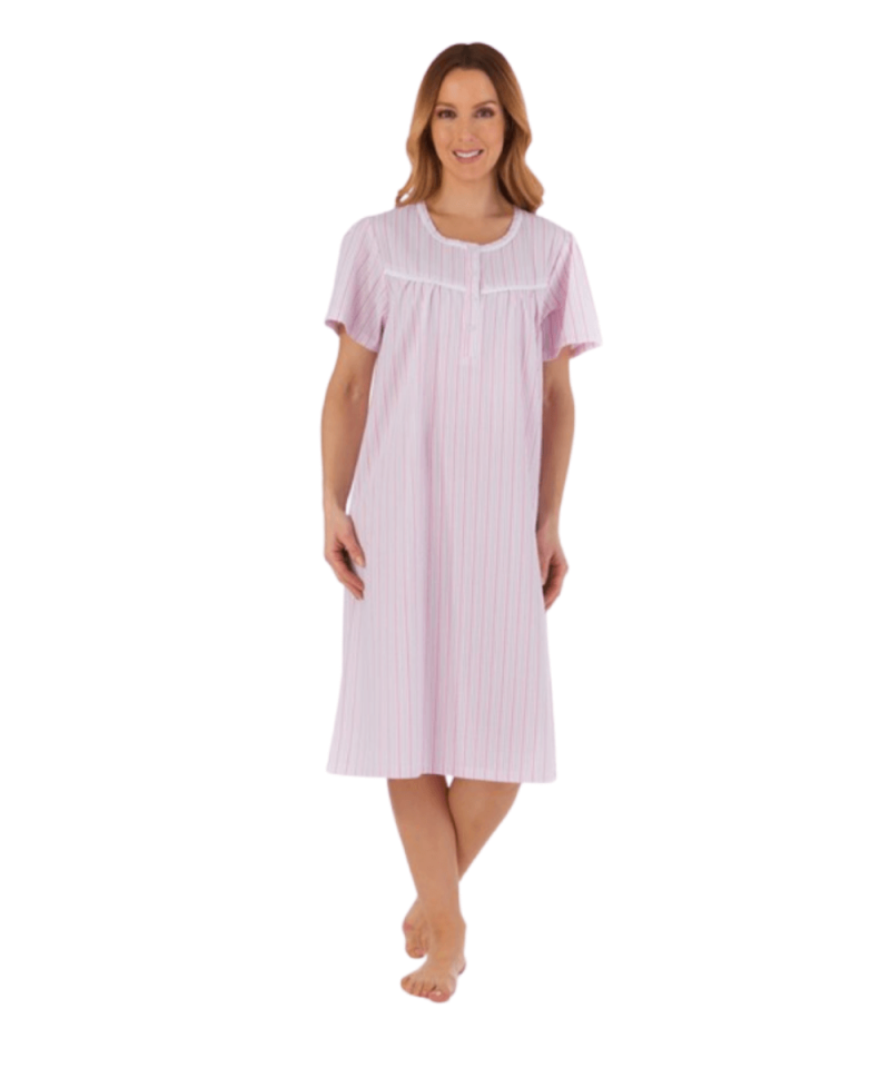 Seersucker Nightdress in Pink